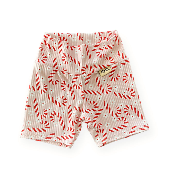 Pink Candy Canes Biker Shorts