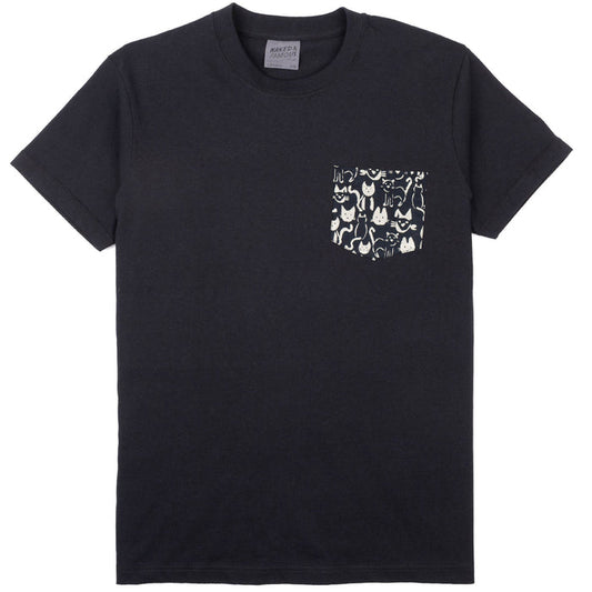 Pocket Tee - Black + Cat Strokes by Naked & Famous Denim