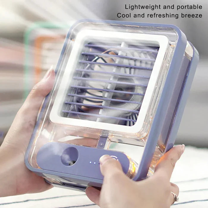 Portable LED Desk Fan with Mist Spray