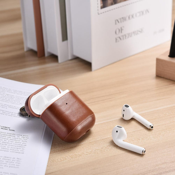 AirPods 1/2 Leather Protective Case Cover with Hook by Hardiston - premium AirPods Cases