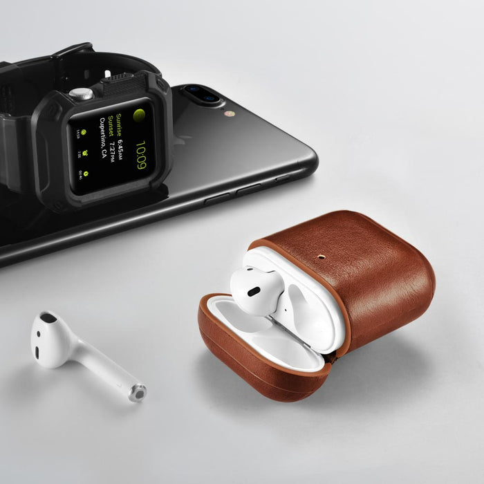 AirPods 1/2 Leather Protective Case Cover with Hook by Hardiston - premium AirPods Cases
