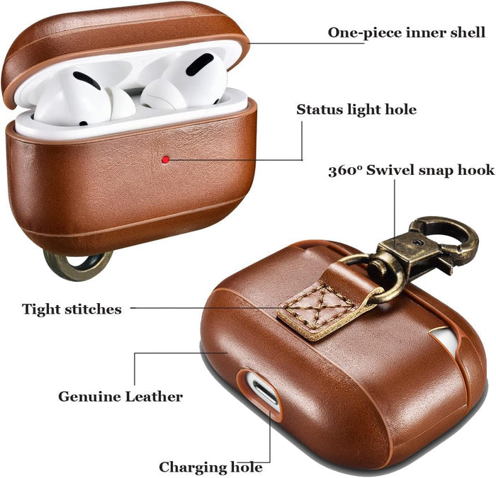 AirPods Pro Leather Protective Case Cover with Hook by Hardiston - premium AirPods Cases
