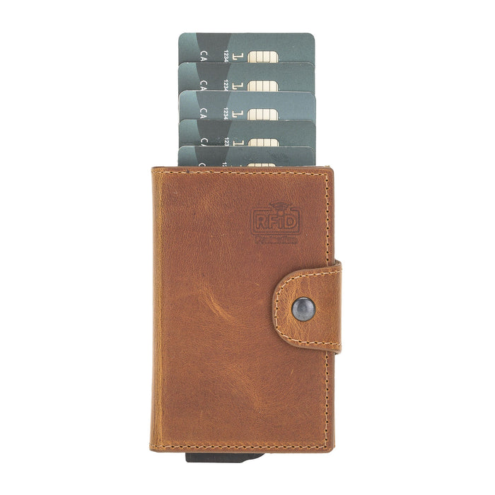 Premium RFID Blocking Leather Card Holder with Pop - Up Feature by Hardiston - premium Card Holders