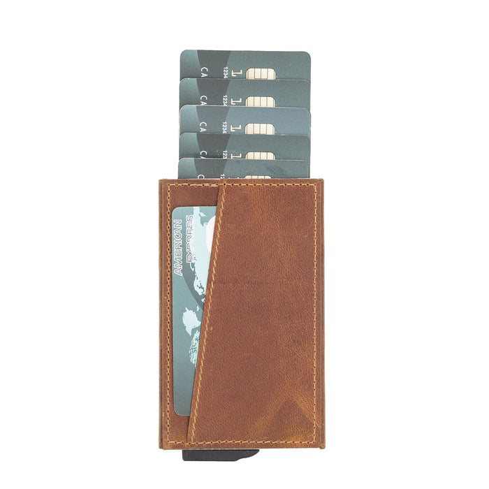 Premium RFID Blocking Leather Card Holder with Pop - Up Feature by Hardiston - premium Card Holders