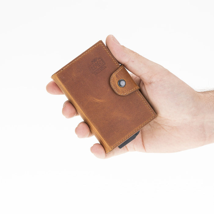 Premium RFID Blocking Leather Card Holder with Pop - Up Feature by Hardiston - premium Card Holders