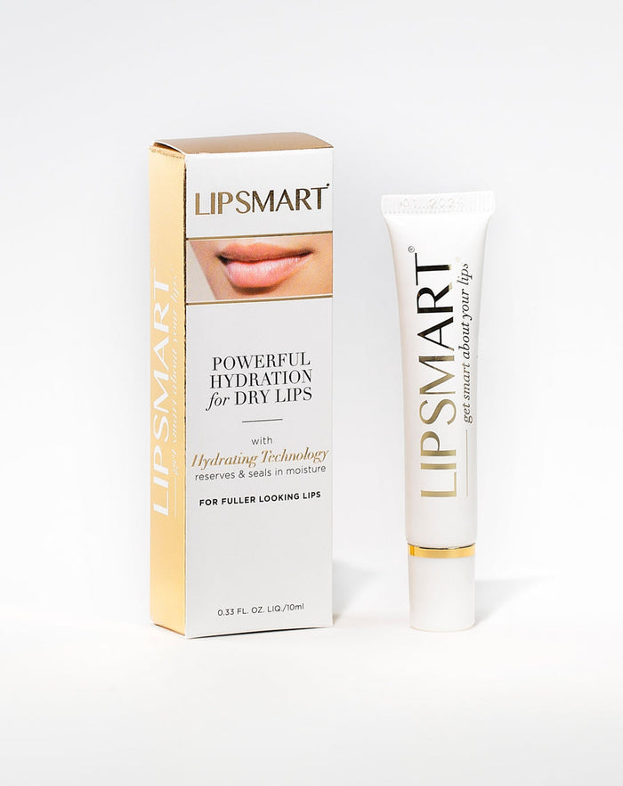 PREMIUM LIP BALM | LipSmart packaging and tube shown with emphasis on hydration for dry lips and advanced moisturizing technology for fuller looking lips.