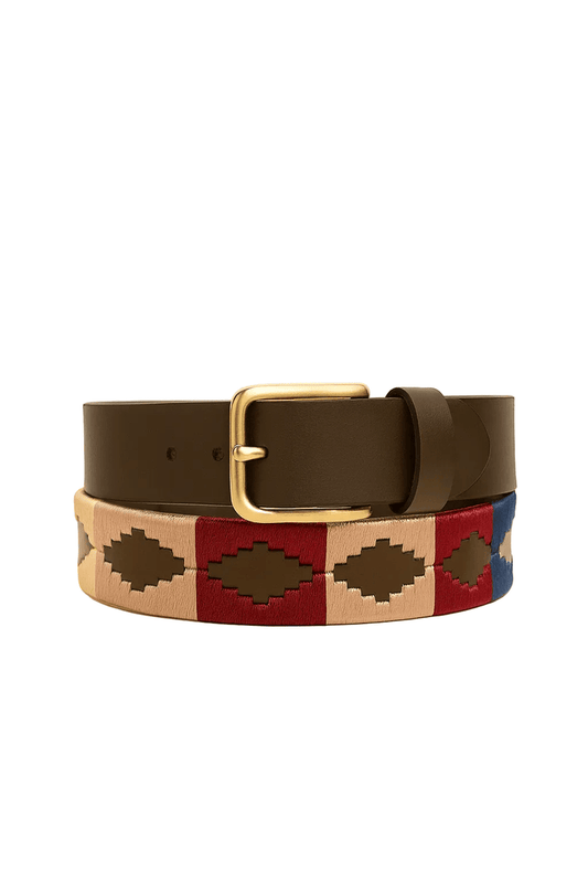 Prestige Tannery Contrast-Stitch Leather Belt – Polo Edition - Bascora