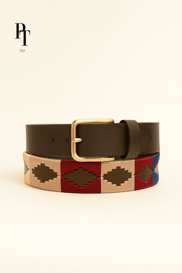 Prestige Tannery Contrast-Stitch Leather Belt – Polo Edition - Bascora