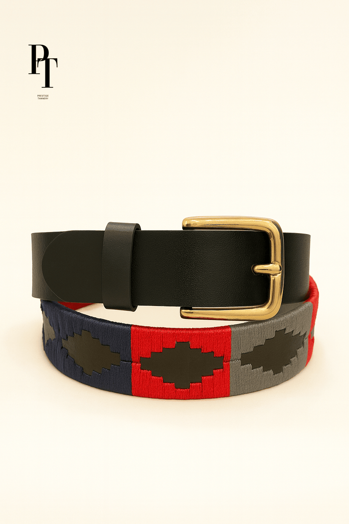 Prestige Tannery Quilted Leather Belt – Hand-Stitched Pattern - Bascora