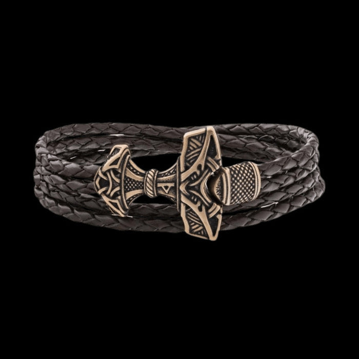 vkngjewelry Bracelet Viking Leather Bracelet with Thor's Hammer