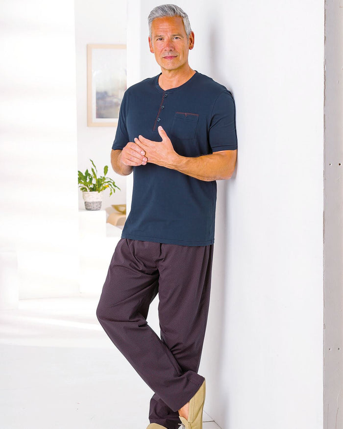 Pure Cotton Geo Print Pyjama Set - Navy - Country Collection