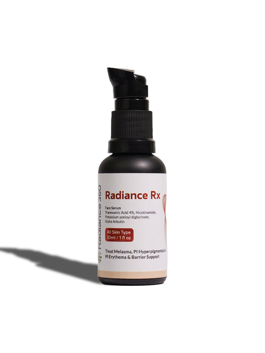 Radiance Rx skincare serum bottle on a white background