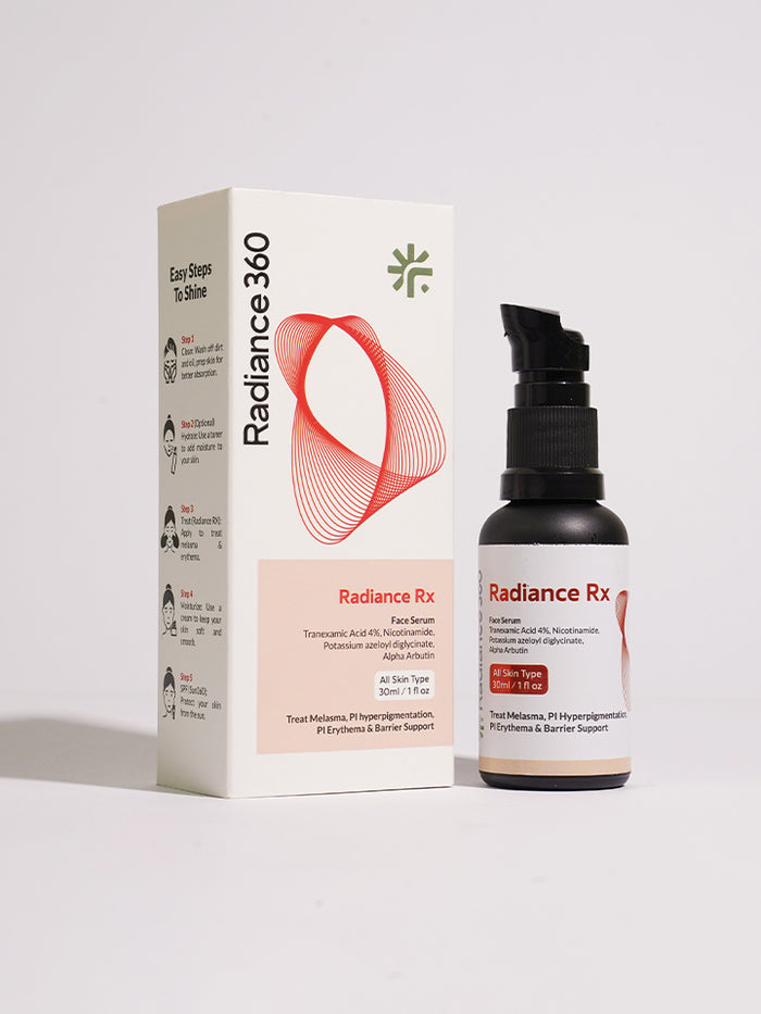 Radiance Rx skincare product and packaging on a white background