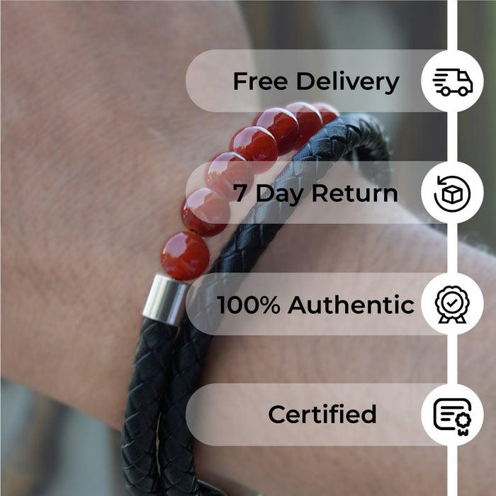 Red Aventurine Leather Bracelet