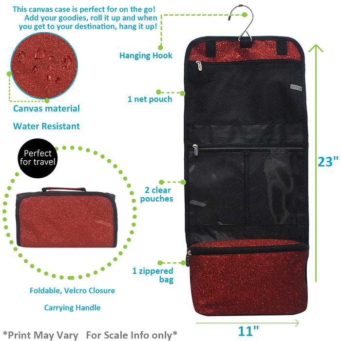Red Glitter NGIL Traveling Toiletry Bag