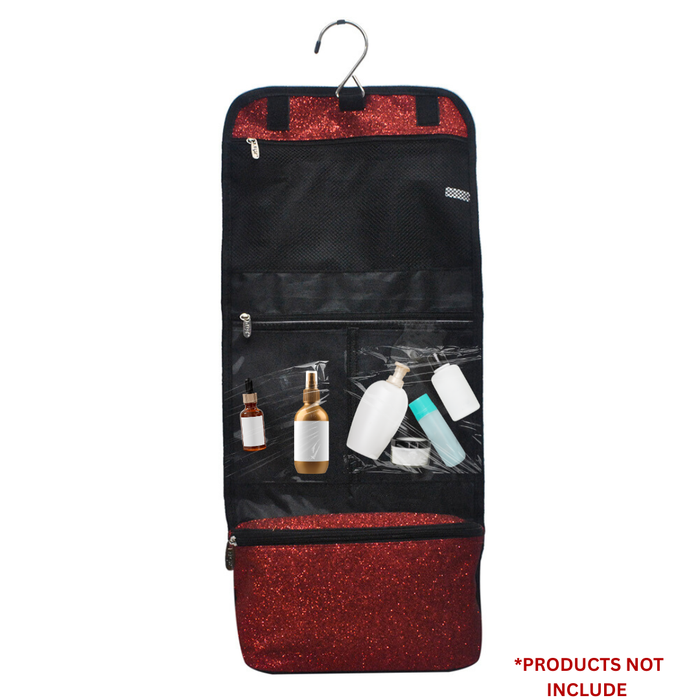 Red Glitter NGIL Traveling Toiletry Bag