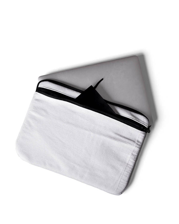 Repurposed Small Laptop Sleeve - White