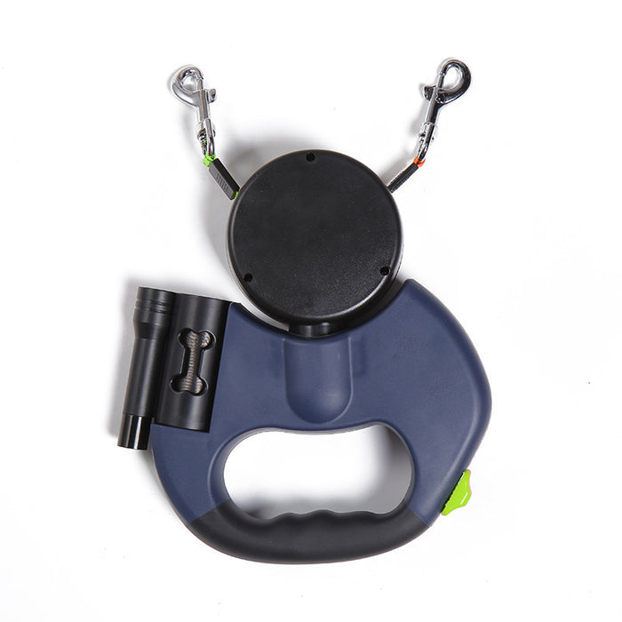 Retractable Dual Dog Leash with LED Light & Reflective Design