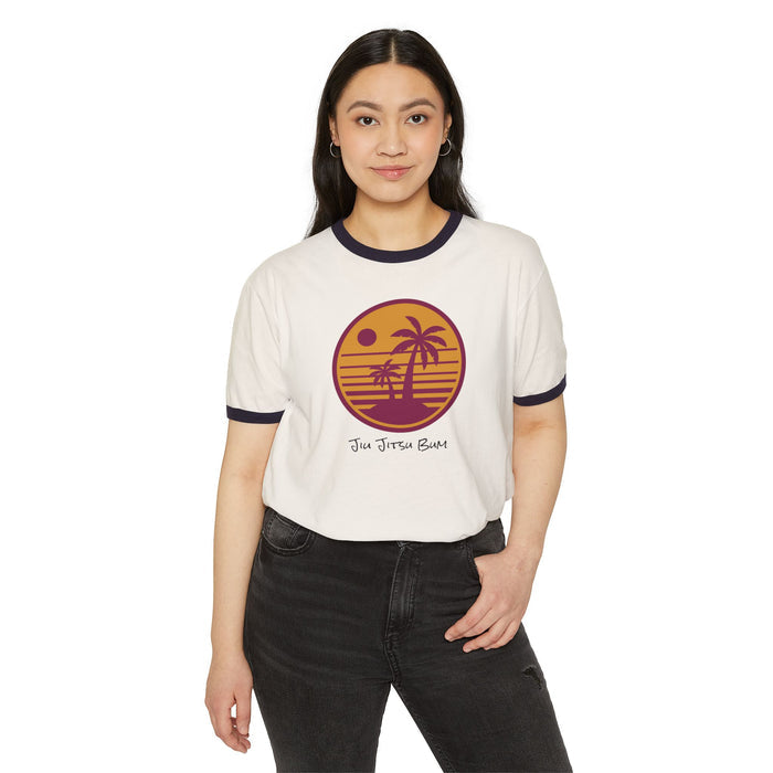 Retro Palm Sunset Ringer T‑Shirt