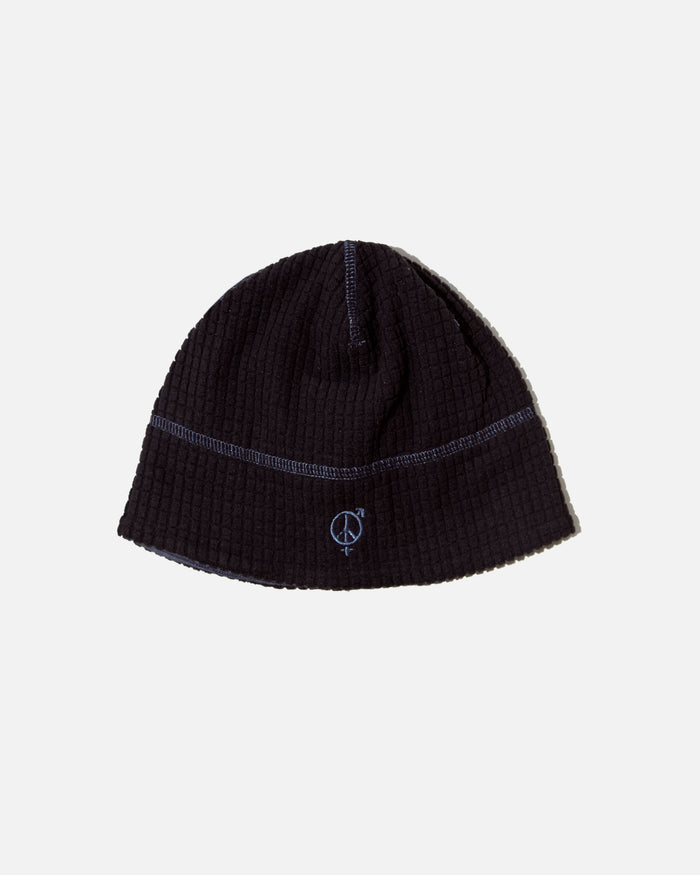 sexhippies Reversible Grid Fleece Beanie in Black / Mid Grey blues store www.bluesstore.co