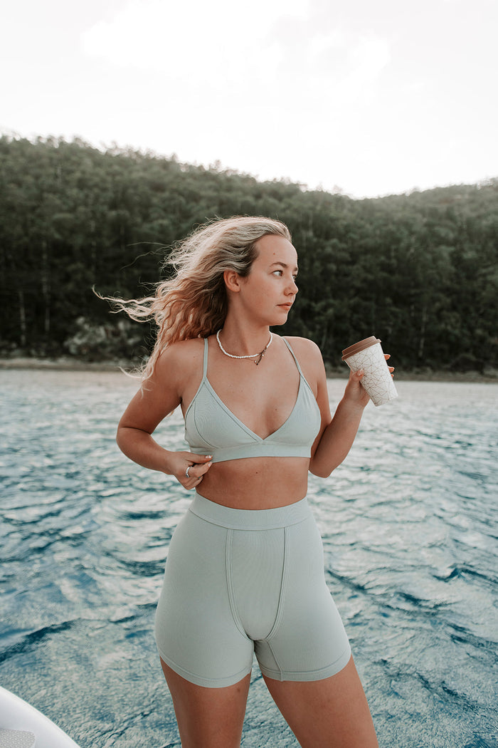 RIBBED BRALETTE - SAGE
