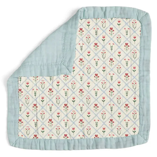 Scandinavian Folk Floral Diamond Baby Lovey Muslin Blanket