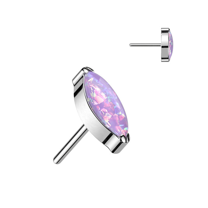 Silver Titanium Purple Opal Marquise Threadless Top F-136 Titanium / Purple Opal
