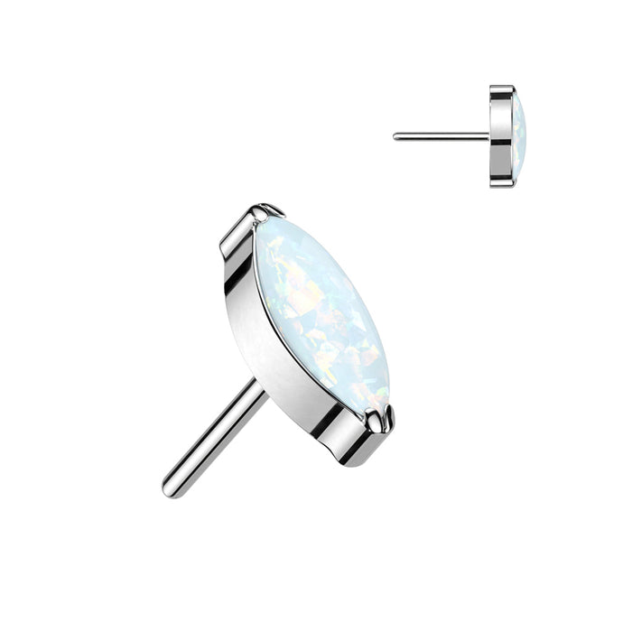 Silver Titanium White Opal Marquise Threadless Top F-136 Titanium / White Opal