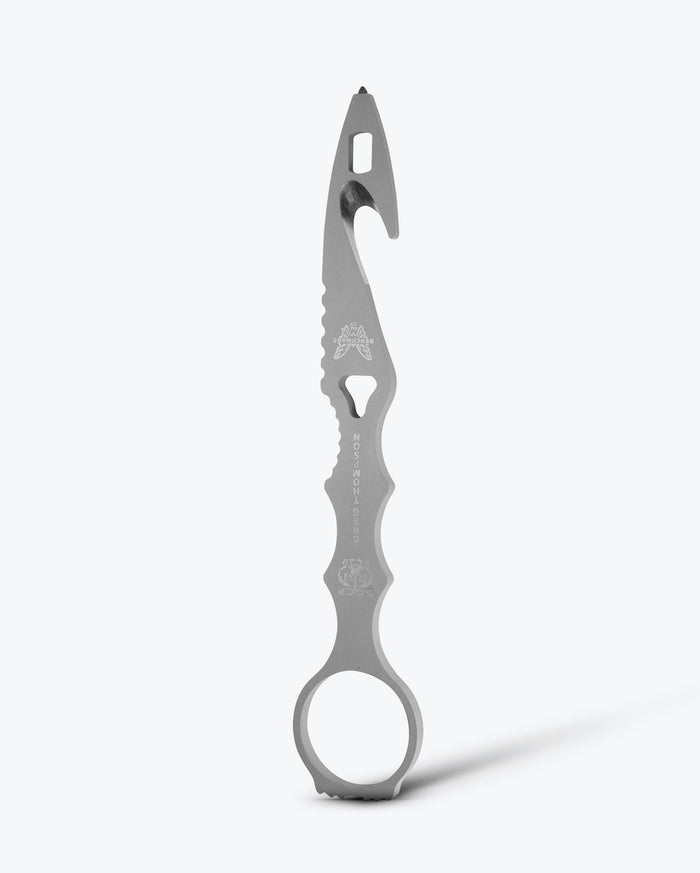 SOCP® Rescue Tool Gray shown vertically with carbide glass breaker | Benchmade Knife Co.
