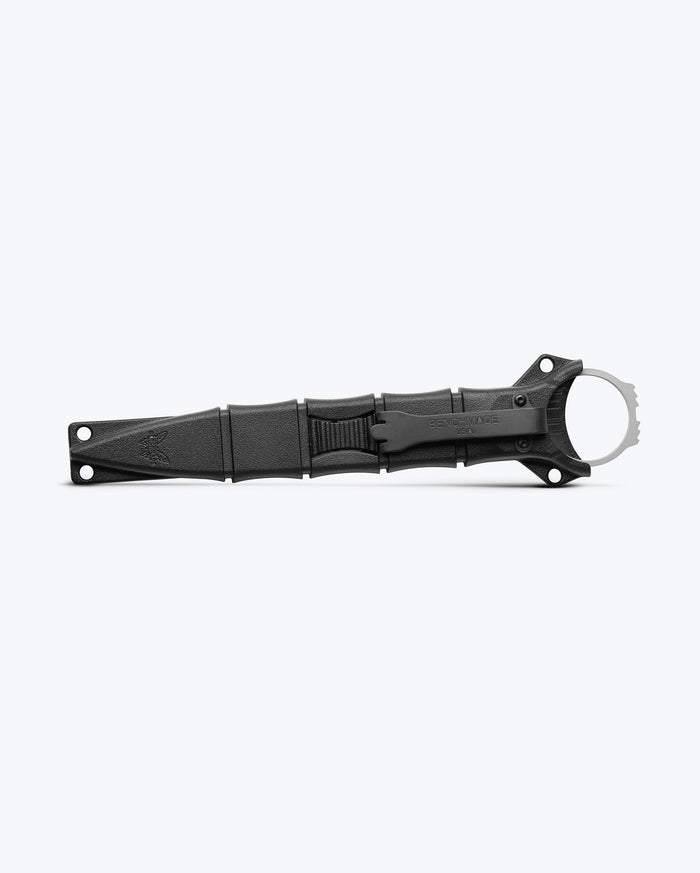 SOCP® Rescue Tool Gray shown from the front with integral sheath | Benchmade Knife Co.