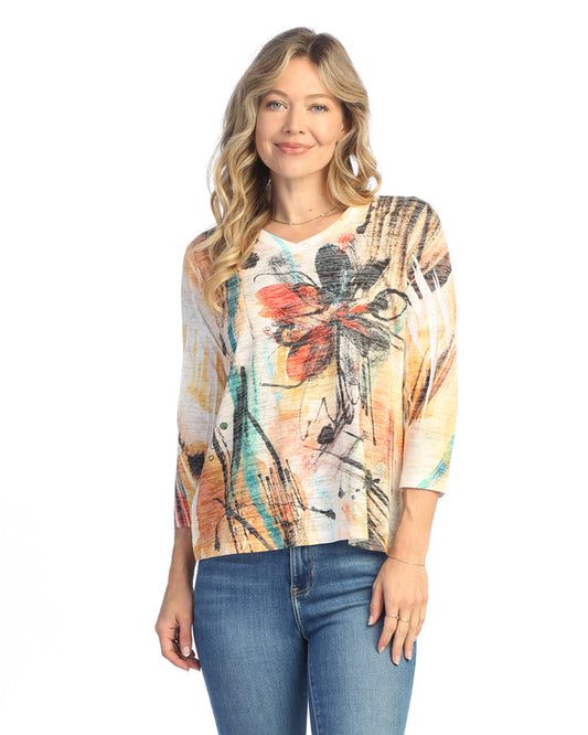 "Sola" Burnout Hi-Low Tunic Top - AJ3-1860