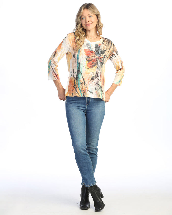 "Sola" Burnout Hi-Low Tunic Top - AJ3-1860