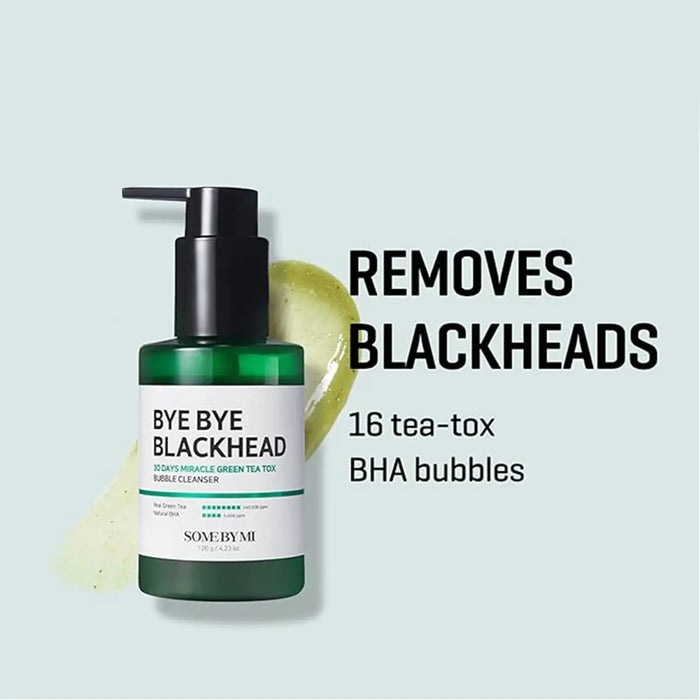 SOME BY MI Bye Bye Blackhead 30 Days Miracle Green Tea Tox Bubble Cleanser 120 g - DOKAN