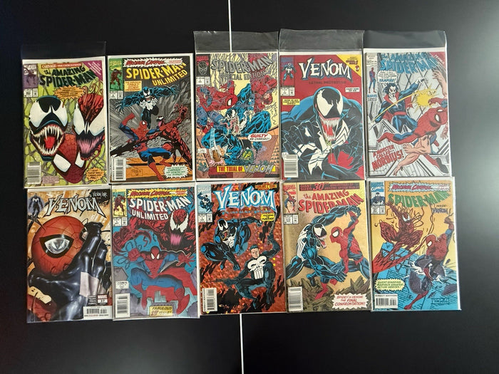 Spider-Man and Venom keys and popular covers. Mixed conditions