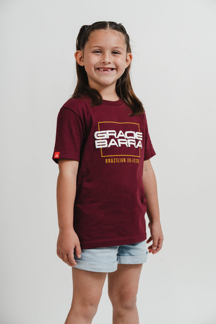 Stacked Youth Tee - Maroon