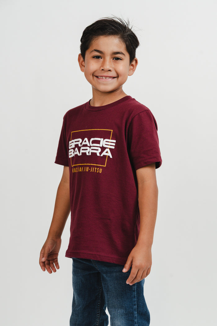 Stacked Youth Tee - Maroon