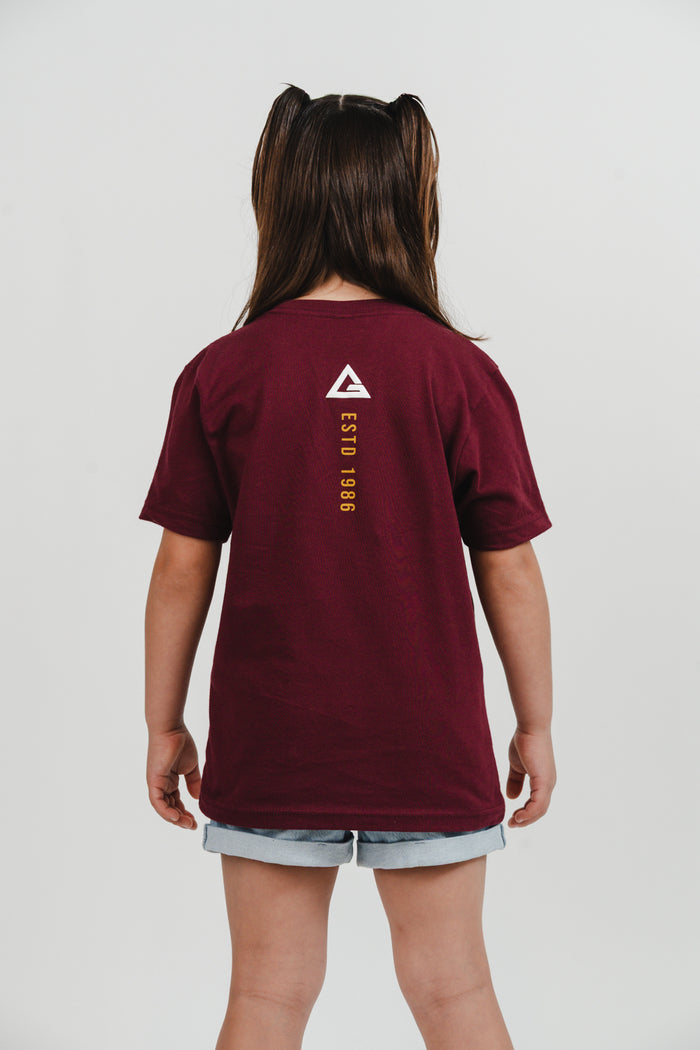 Stacked Youth Tee - Maroon