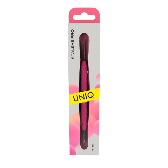 Staleks Manicure pusher Gummy with silicone handle UNIQ 11 TYPE 2 (beveled and loop pusher)