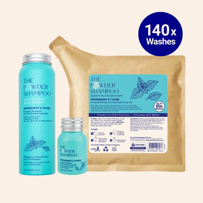 Starter Kit (140x Washes) - Purifying Shampoo For Oily Scalp & Limp Hair Peppermint & Papaya Enzyme