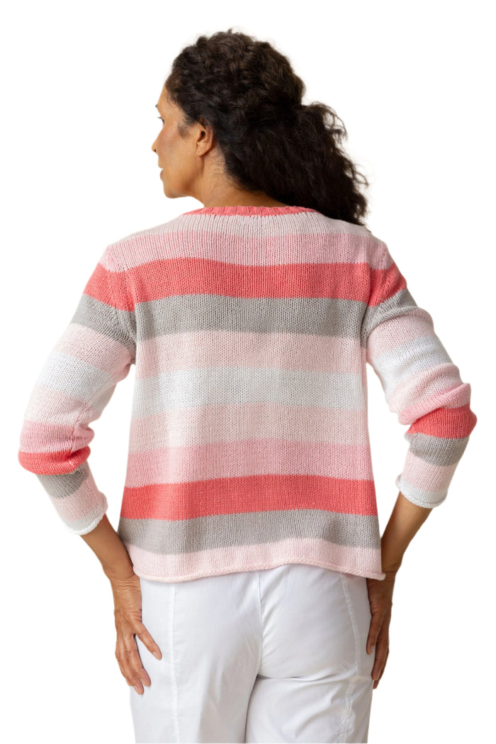 Stripe Pullover in Carnation - 83786-CTN Size L Only!