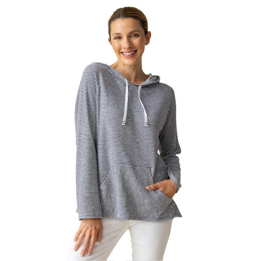Striped Sunrise Cotton Pullover in Black & White - 21500 - Size XS Only!