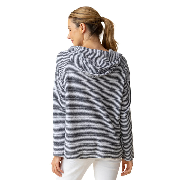 Striped Sunrise Cotton Pullover in Black & White - 21500 - Size XS Only!