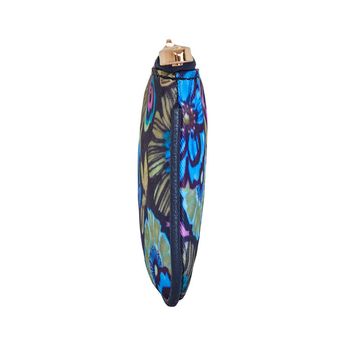 Women's floral coin pouch small wallet for travel and daily use-side view