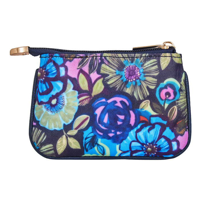 Women's floral coin pouch small wallet for travel and daily use-back view