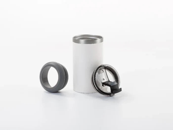 Sublimation Blanks 12oz/350ml Powder Coated 4 in 1 SS Can Cooler (White, Matt Sub Coating)