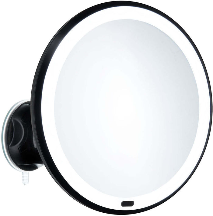 Suction-Cup LED Makeup Mirror in Black or Chrome - Beslagsboden