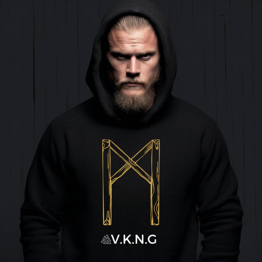 Printify Hoodie Mannaz Rune V.K.N.G™  Hoodie