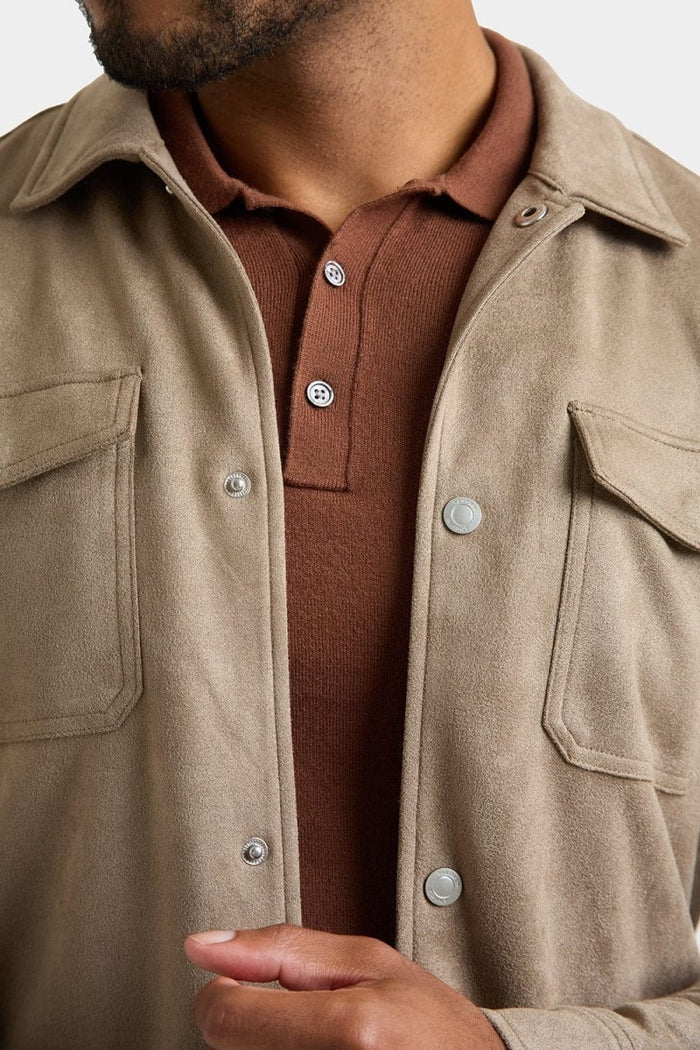Suede Look Shacket in Mink - TAILORED ATHLETE - USA