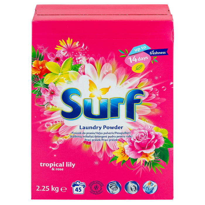 Surf laundry powder tropical lily 45 washes on white background