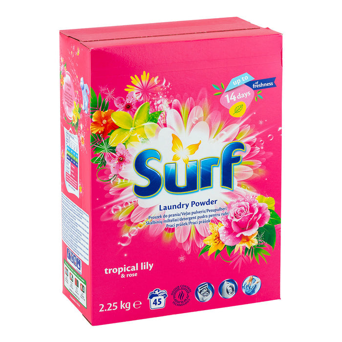 Surf laundry powder tropical lily 45 washes on white background